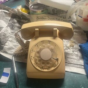 Vintage Rotary Dial Telephone in Yellow